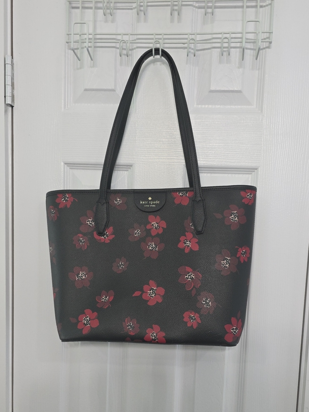 kate spade Black Tote with Red Floral Print